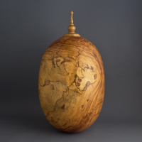 Spalted Curly Pecan Urn, 110 ci - $500.00
