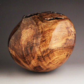Woodturning Art - Ultra Gloss Off Balance Oak Burl Hollow Form